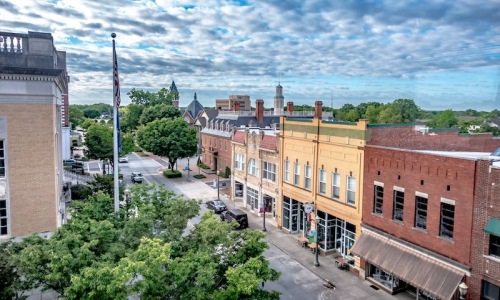 aerial view of a neighborhood