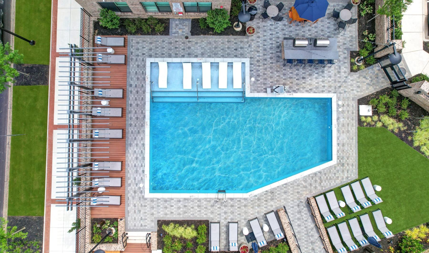 Sparkling swimming pool a building with a pool