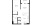 S1 Allocated - Studio floorplan layout with 1 bath and 581 square feet.