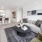 a living room with a couch and a table